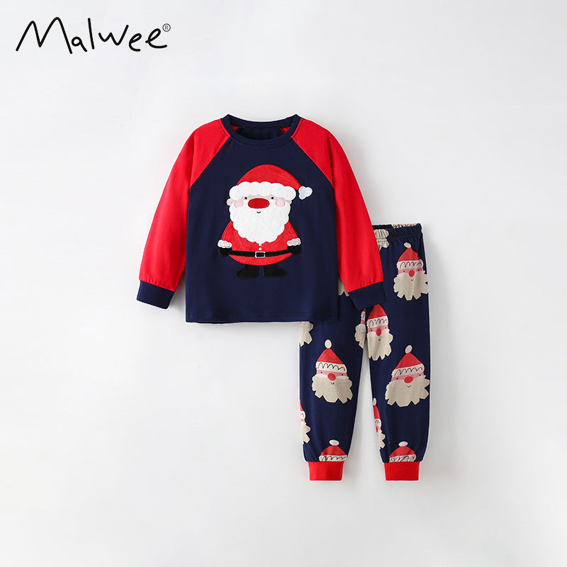 Christmas Children's Loungewear Suit Round Neck Soft Comfortable Kids Pajama Set