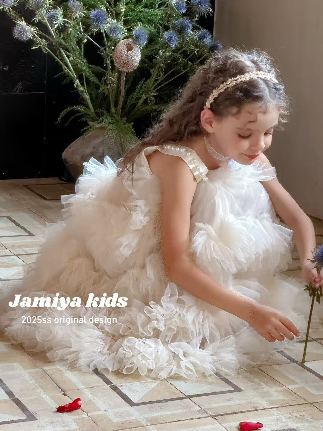 JAMIYA Girls Enchanted Pearl Tulle Dress (100-150/3y-12y)