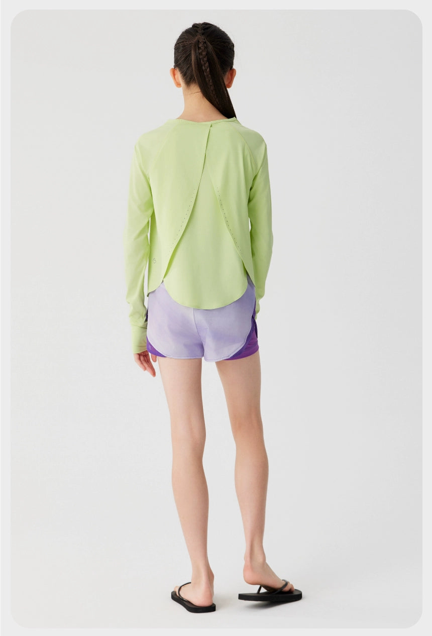 Jollybean BreezeBack Girls' Quick-Dry Split-Back Long Sleeve Top (120-170/ 5y-Adult)