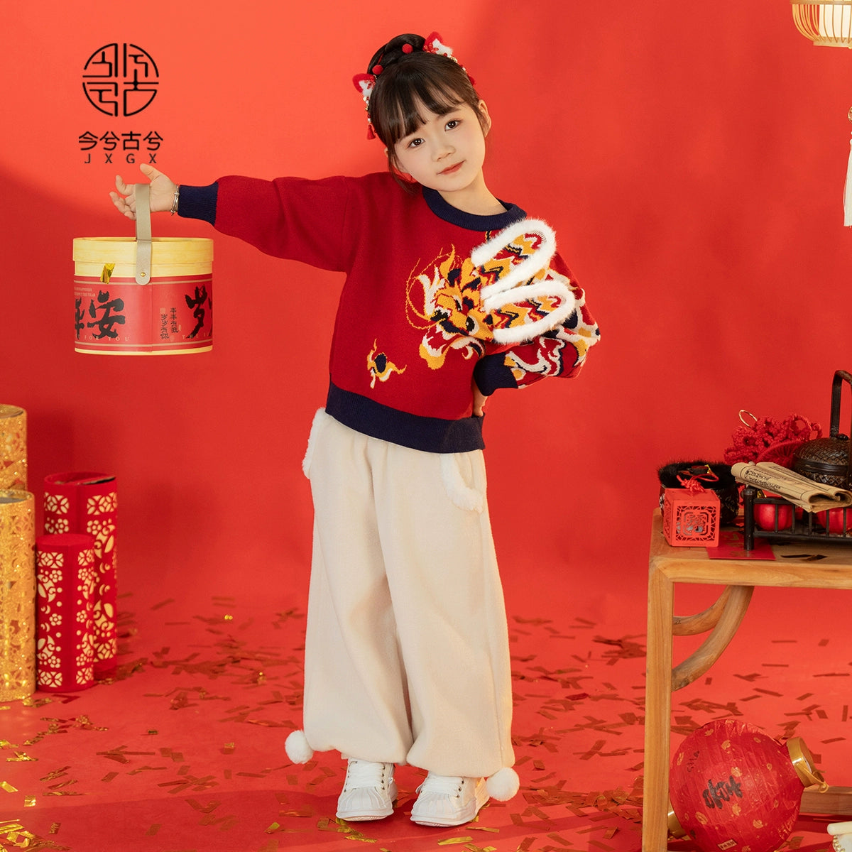 JXGX Kids Chinese New Year Unisex Sweater ----QianLong