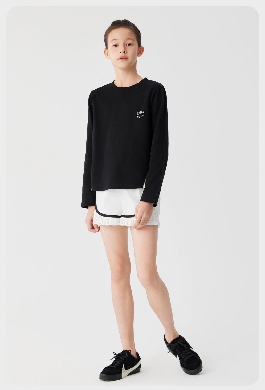 Jollybean Girls Pleated Breeze A-Line Long Sleeve Tee (120-170/ 5y-Adult)