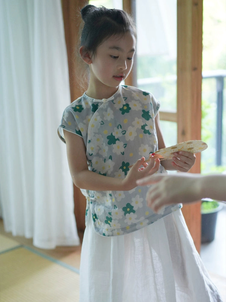 Mana Traditional Crescent Sleeve Kids Summer Shirt