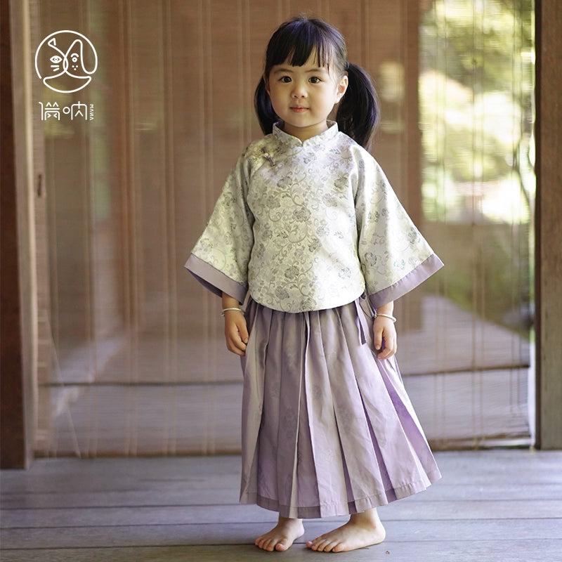 Mana Silver Blossom Traditional Shirt for Girls