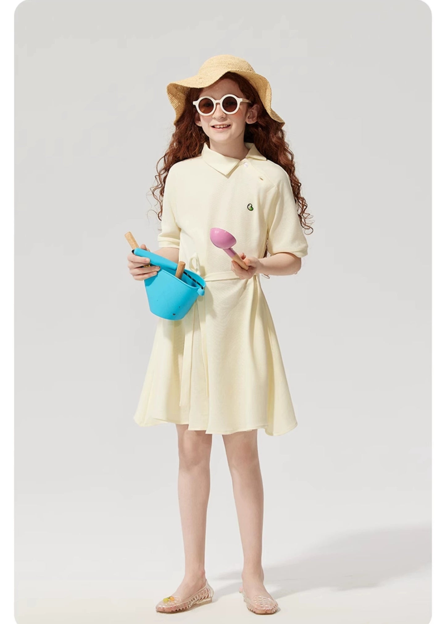 JollyBean Girls' Polo Dress – Belted Summer Shirt Dress (120-170/ 5y-Adult)