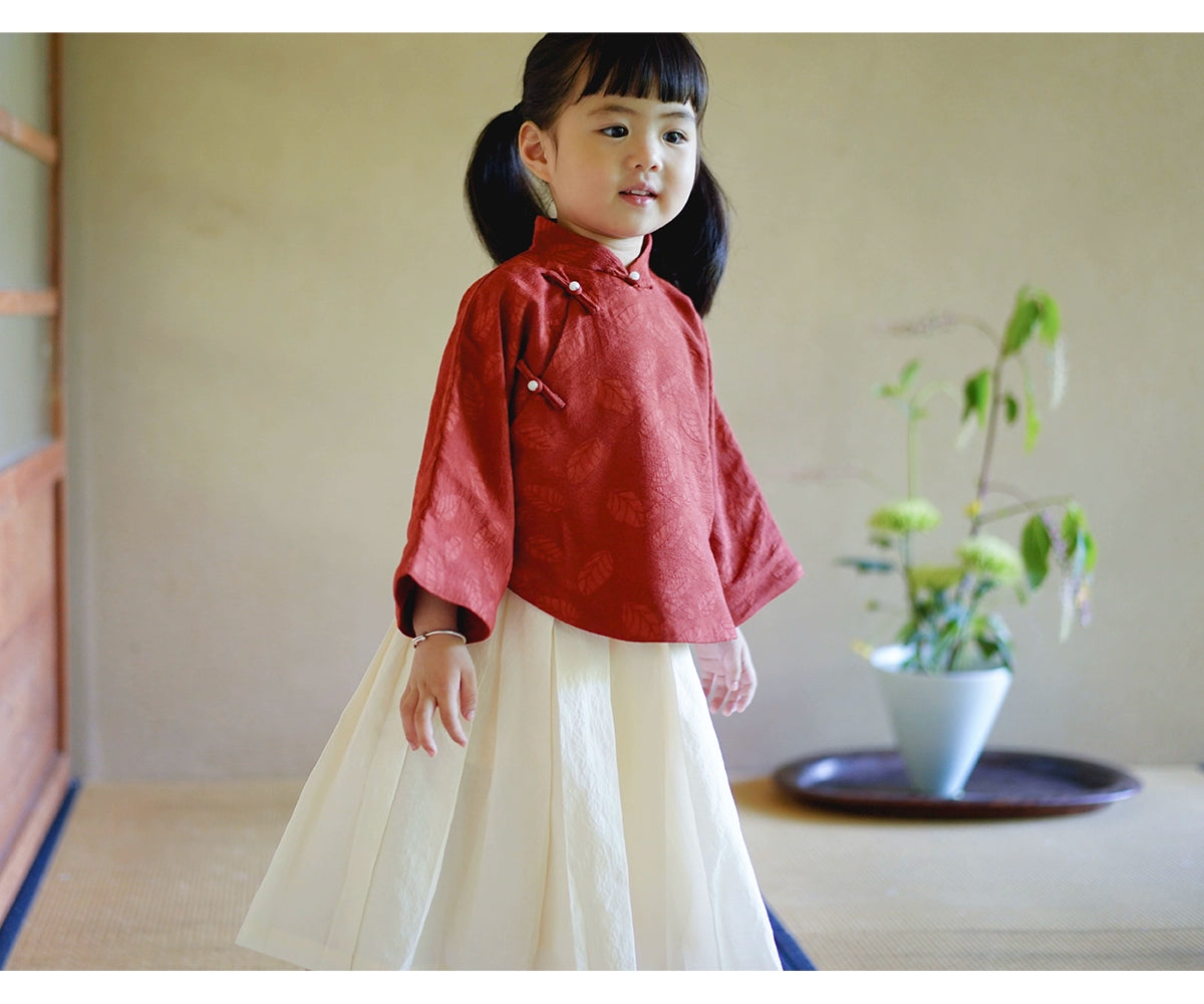 MaNa Kids Red Leaf Chinese Style Blouse ---Chinese New Year