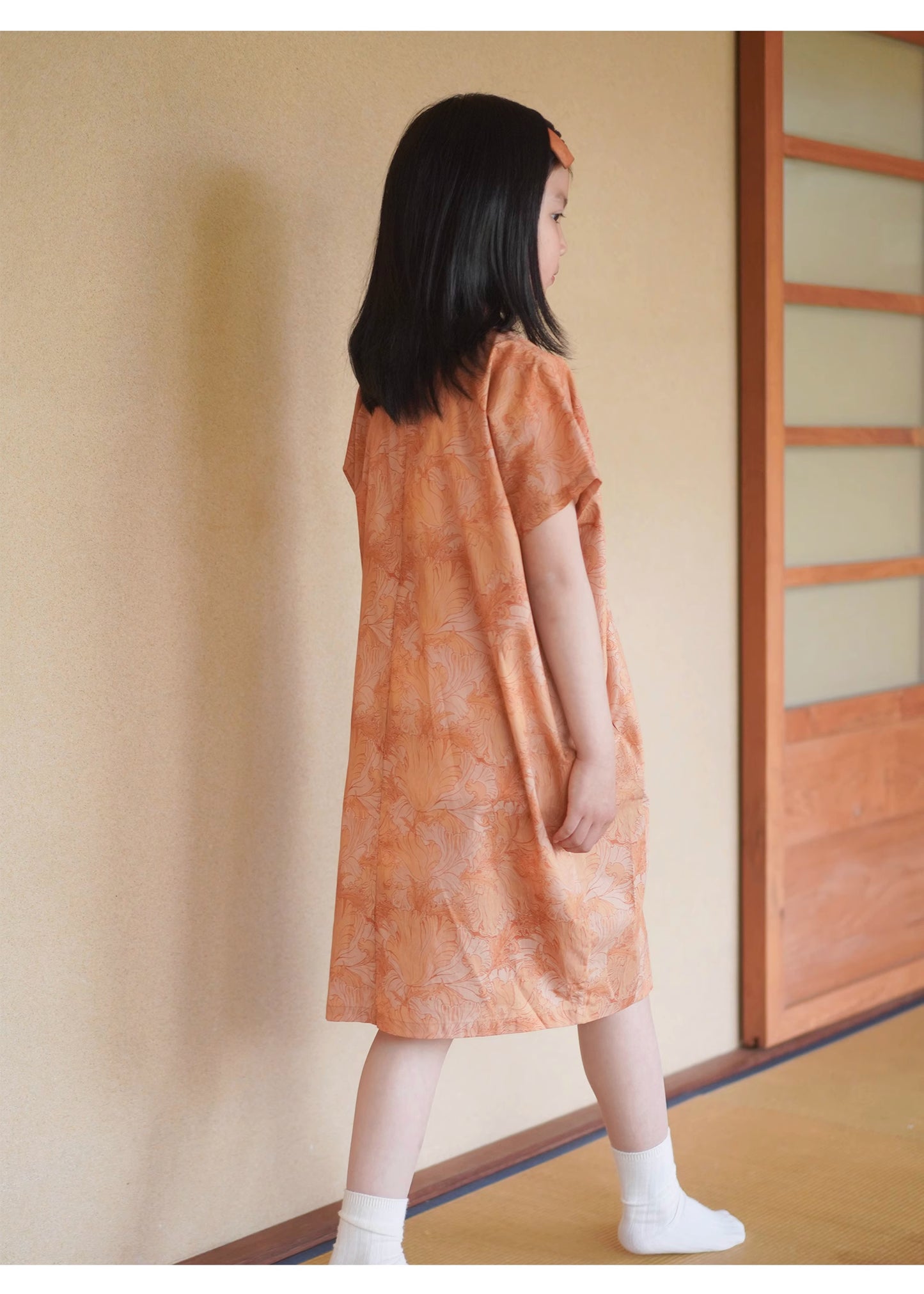 Cheongsam cocon orange en coton MaNa