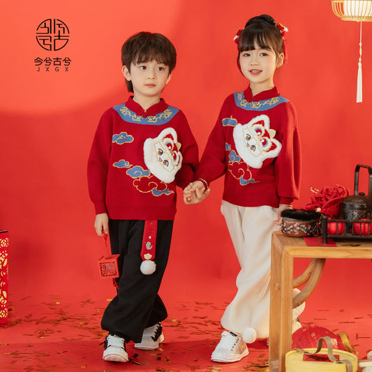 Pull unisexe du Nouvel An chinois pour enfants JXGX-LanXu