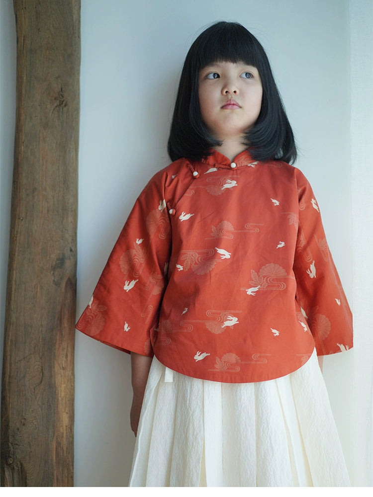 MaNa Kids Chinese New Year Red Wide Sleeve Shirt