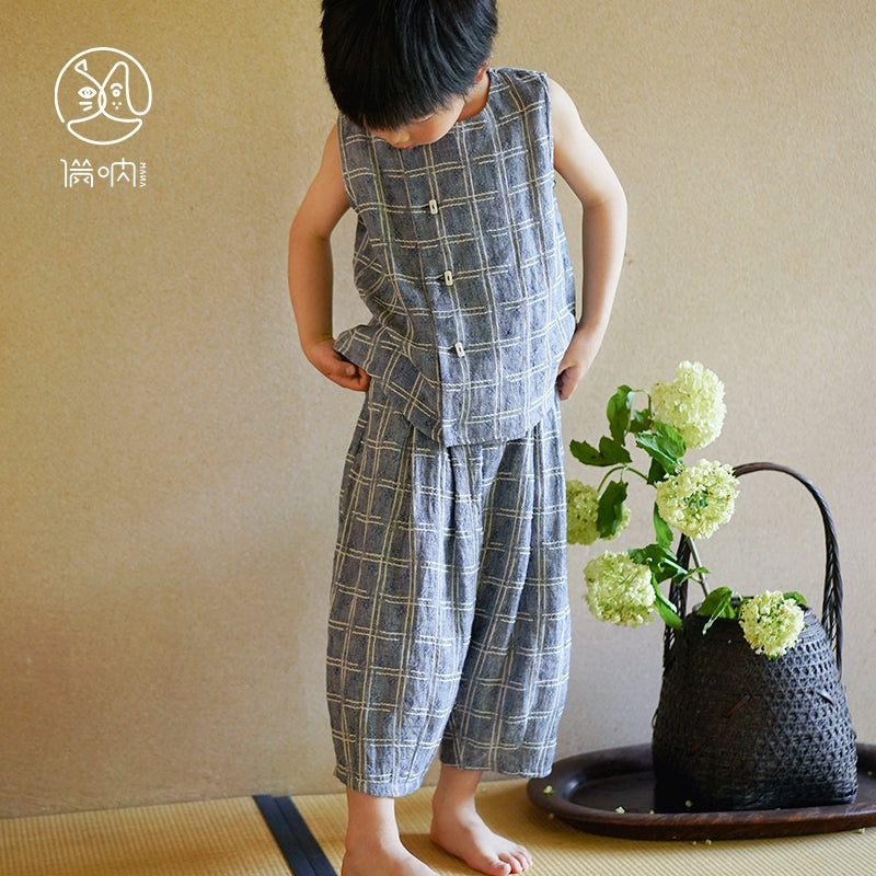 Mana Kids Summer Linen Lattice Leisure Set