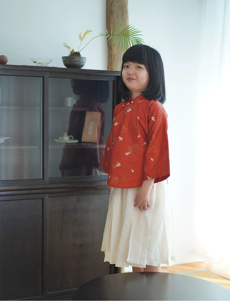 MaNa Kids Chinese New Year Red Wide Sleeve Shirt