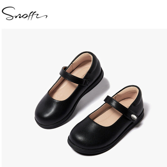 Snoffy Girl Black Leather Shoes