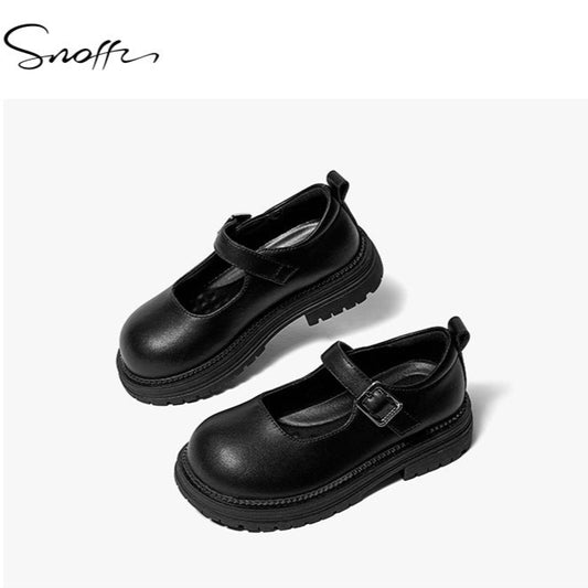 Snoffy Girl Black Leather Shoes