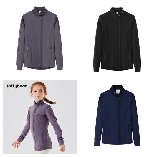 Jollybean Sparkle Glide Girls' Figure Skating Jacket (Fleece or Regular) (120-165/5y-14y+)