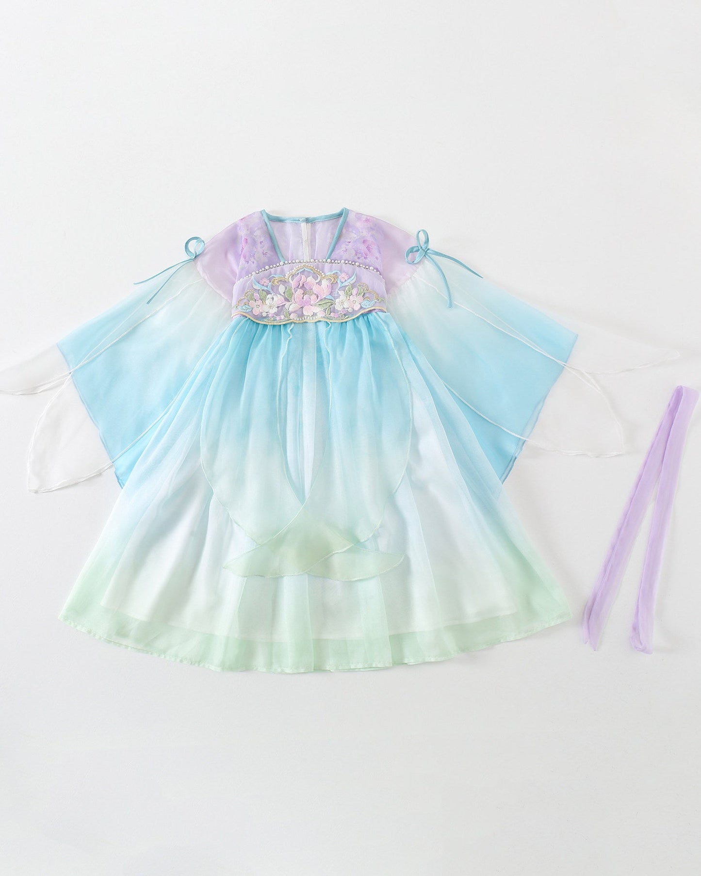 JXGX Girls Purple Blue Hanfu Dress – Elegant Chinese Fairy Dress Kids Embroidered Traditional Princess Outfit ---LuoYao