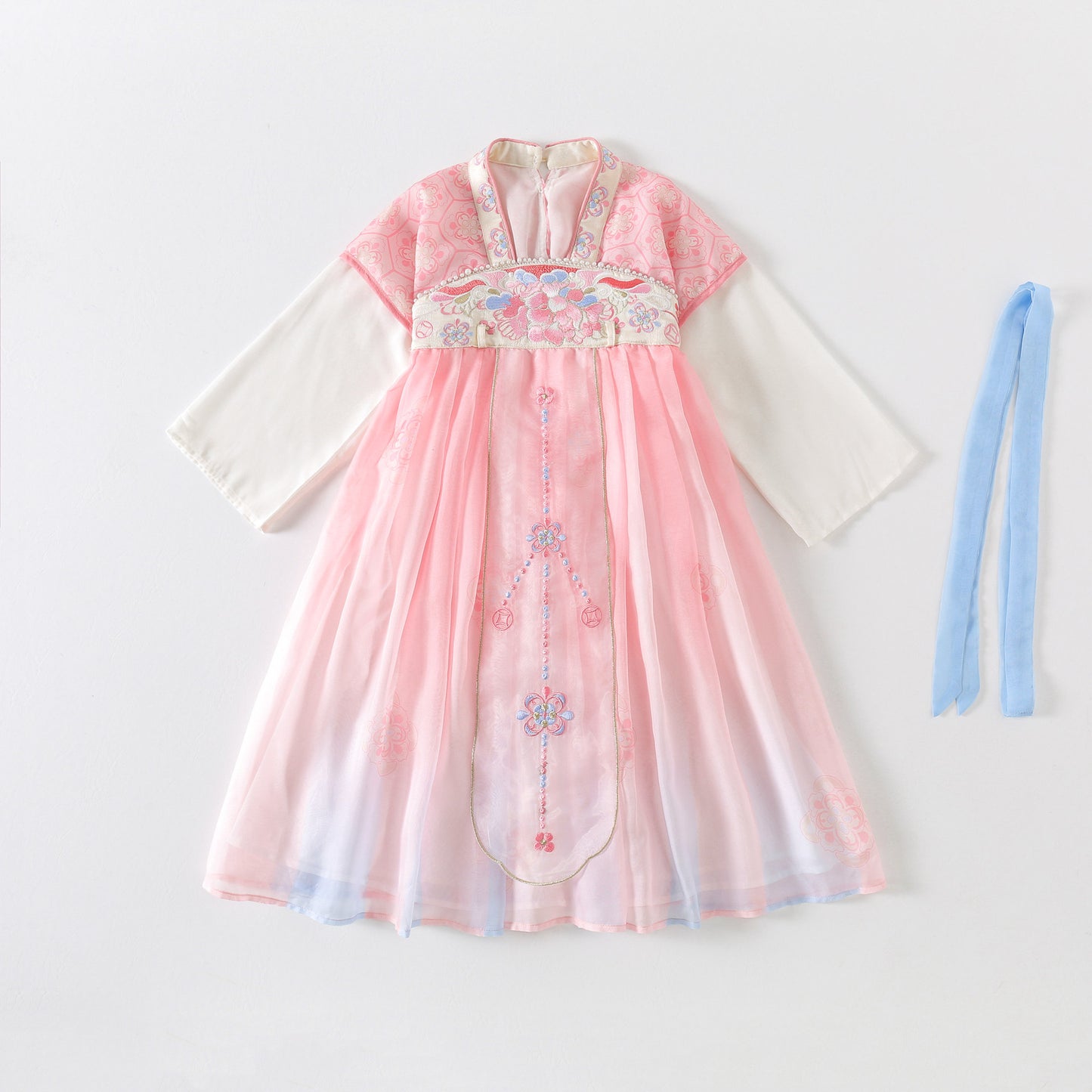JXGX Girls Pink Hanfu Dress – Elegant Chinese Embroidered Princess Dress Kids Traditional Outfit ---Yaowanyue