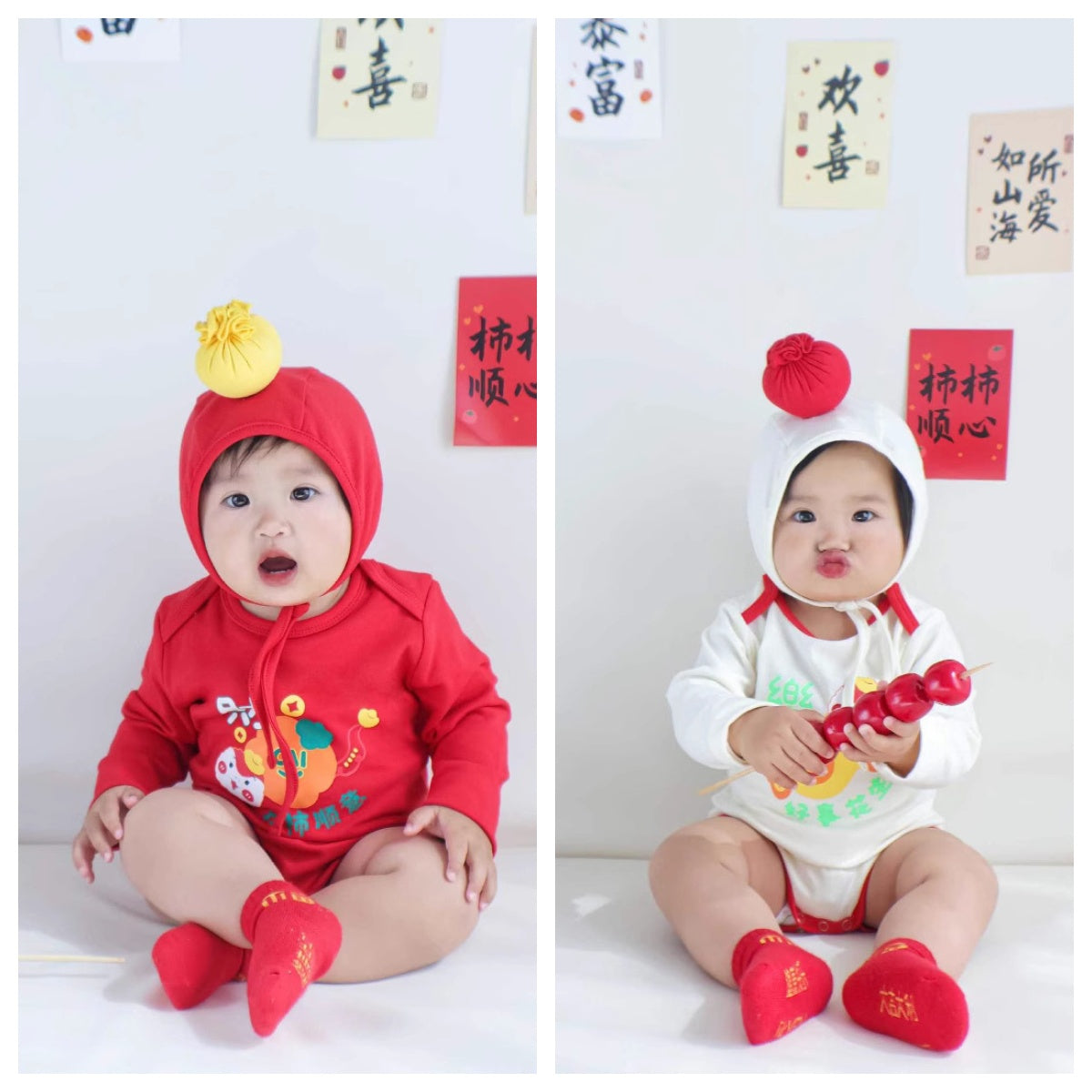 Baby Spring Festival long-sleeved 3-piece Romper Set