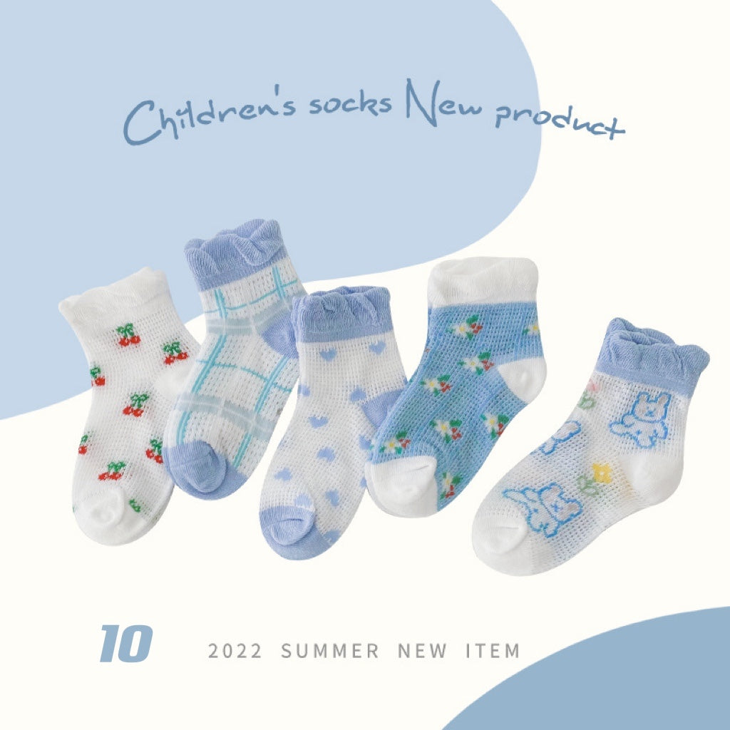 Ensemble de 5 paires de chaussettes d'été colorées (1-8 ans)