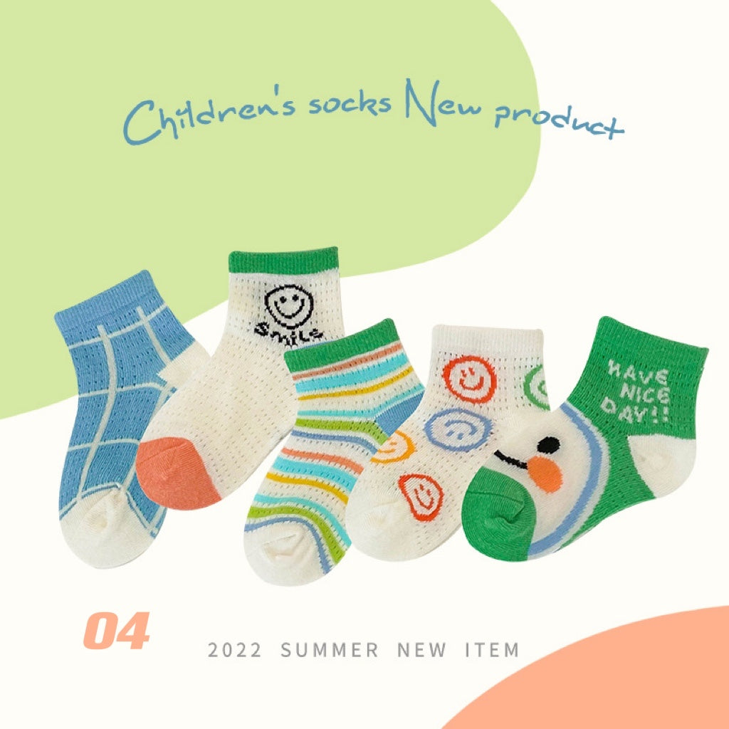 Ensemble de 5 paires de chaussettes d'été colorées (1-8 ans)