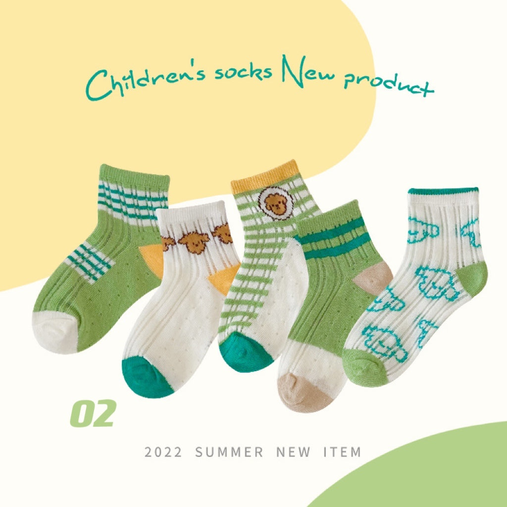 Ensemble de 5 paires de chaussettes d'été colorées (1-8 ans)