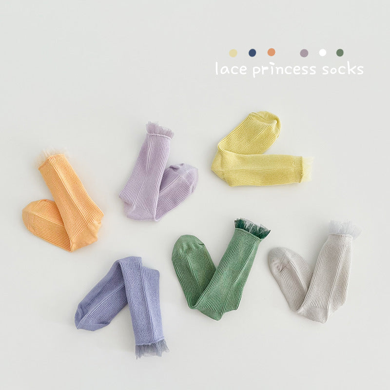 3 paires de chaussettes princesse en dentelle (1-8 ans)