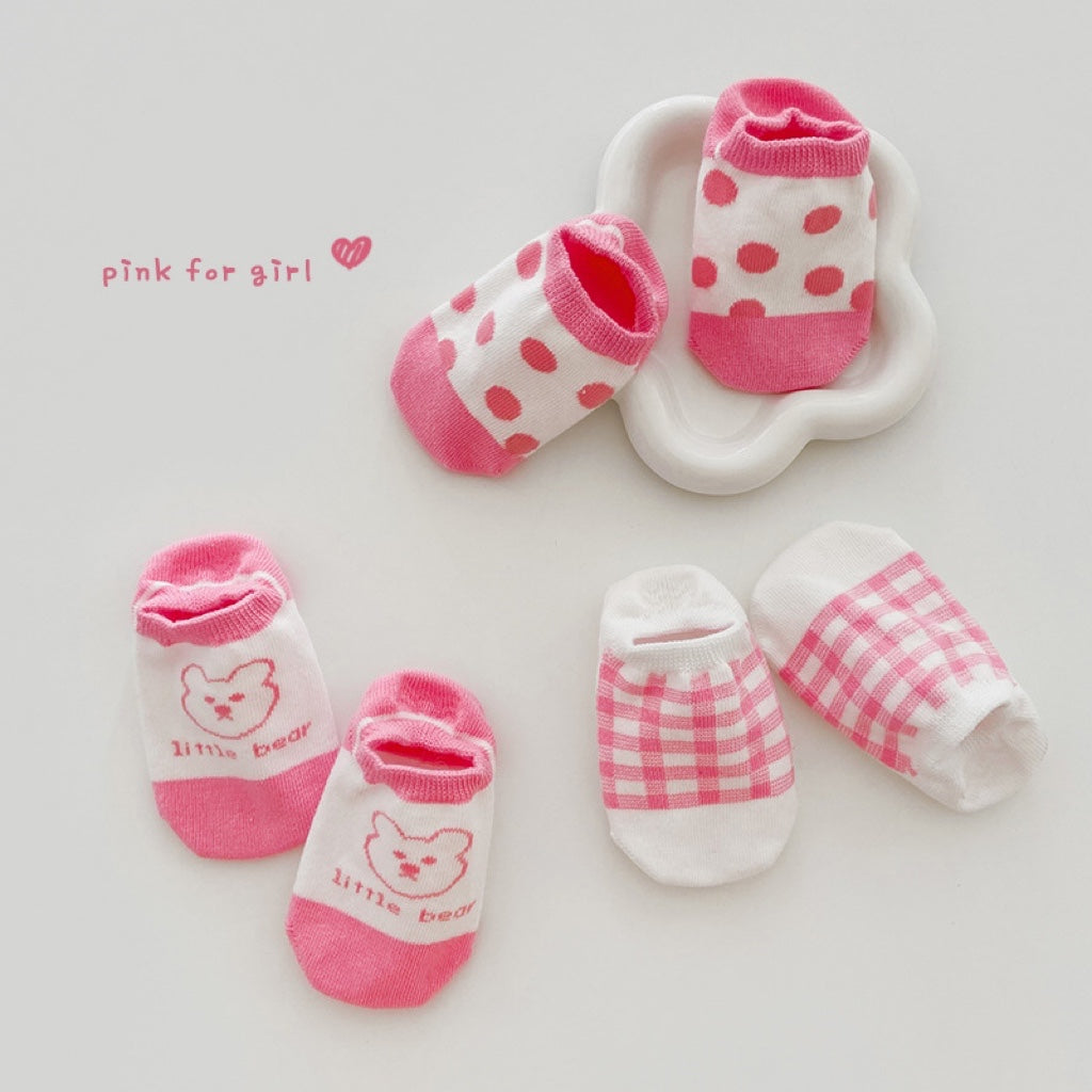 3-Pair Little Bear Anti-skid Low Cut Sock Set (1-8y)