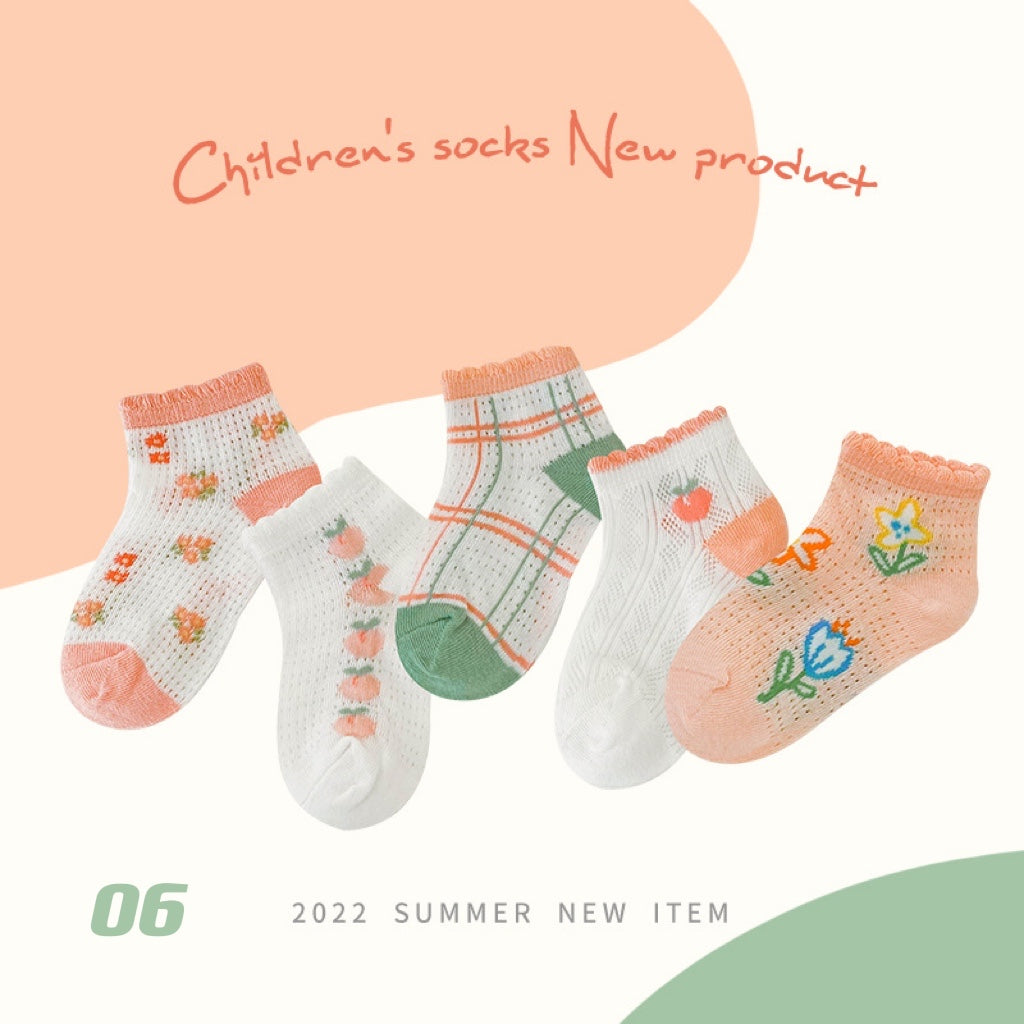 5-Pair Summer Colorful Sock Set (1-8y)