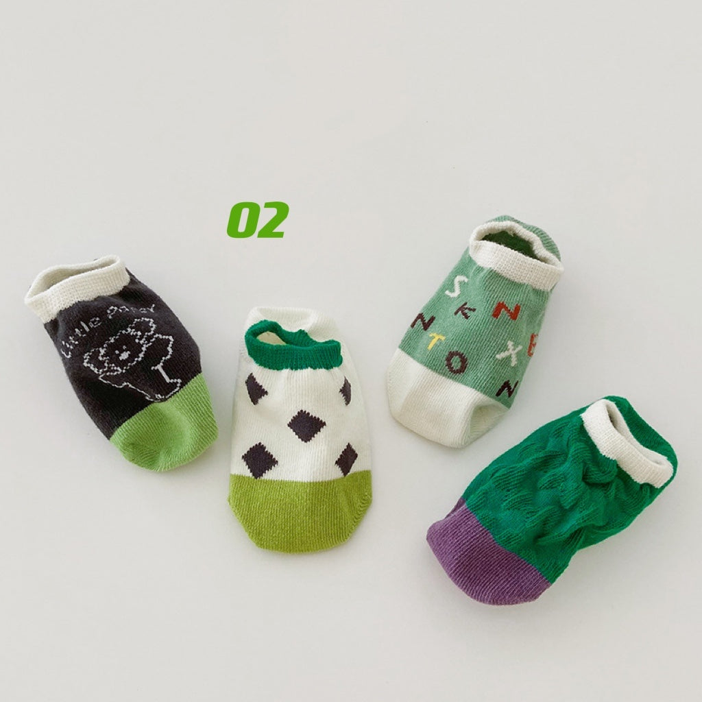 Lot de 4 paires de chaussettes basses antidérapantes (1-8 ans)