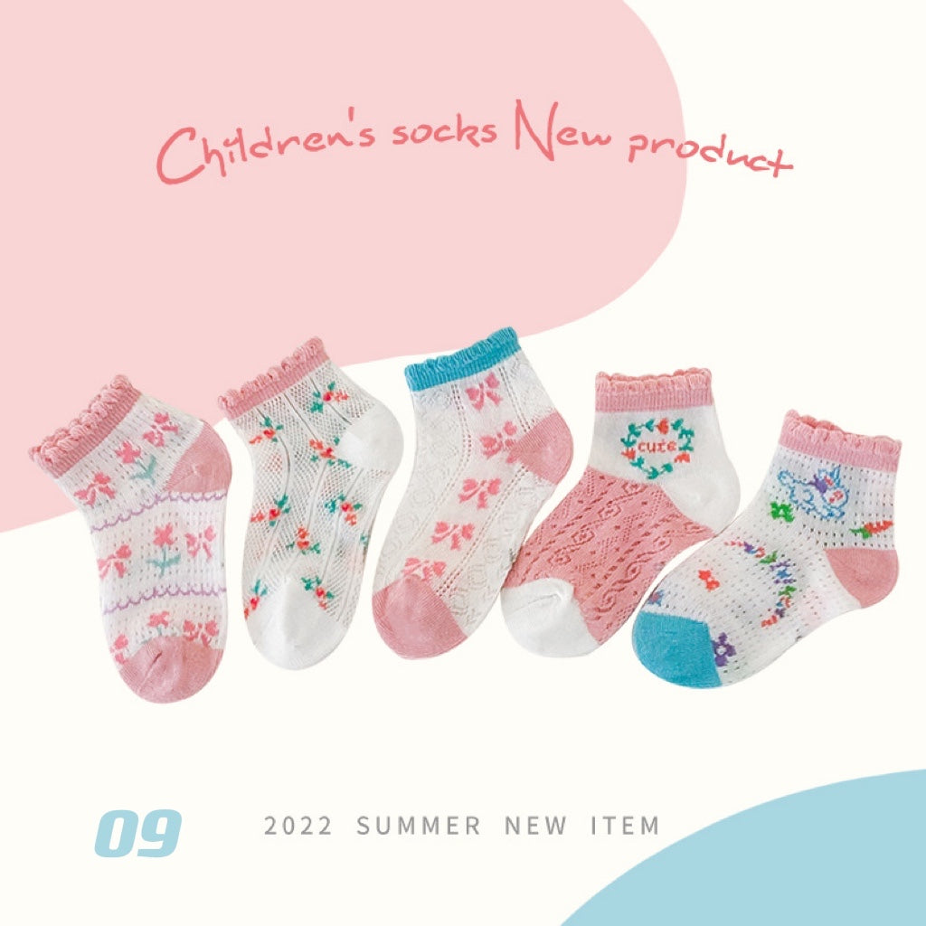 Ensemble de 5 paires de chaussettes d'été colorées (1-8 ans)