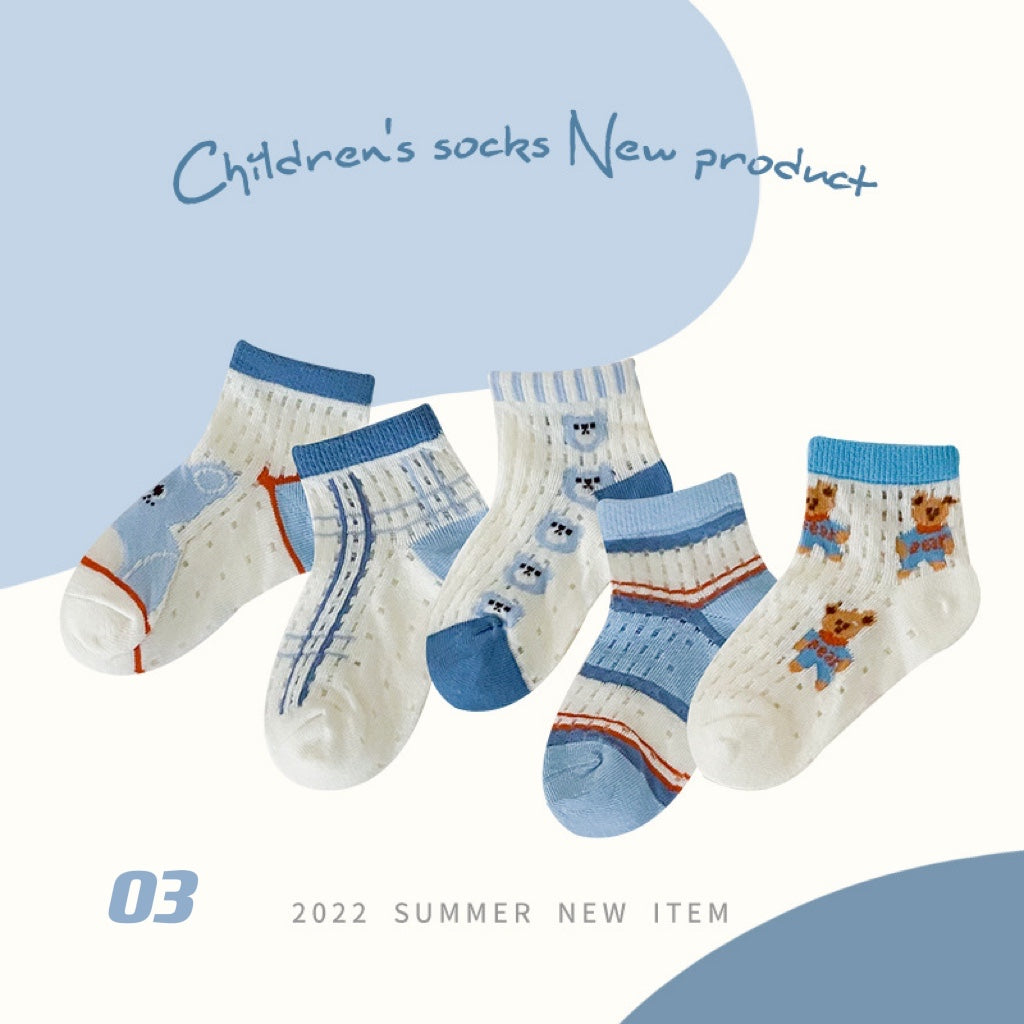 5-Pair Summer Colorful Sock Set (1-8y)