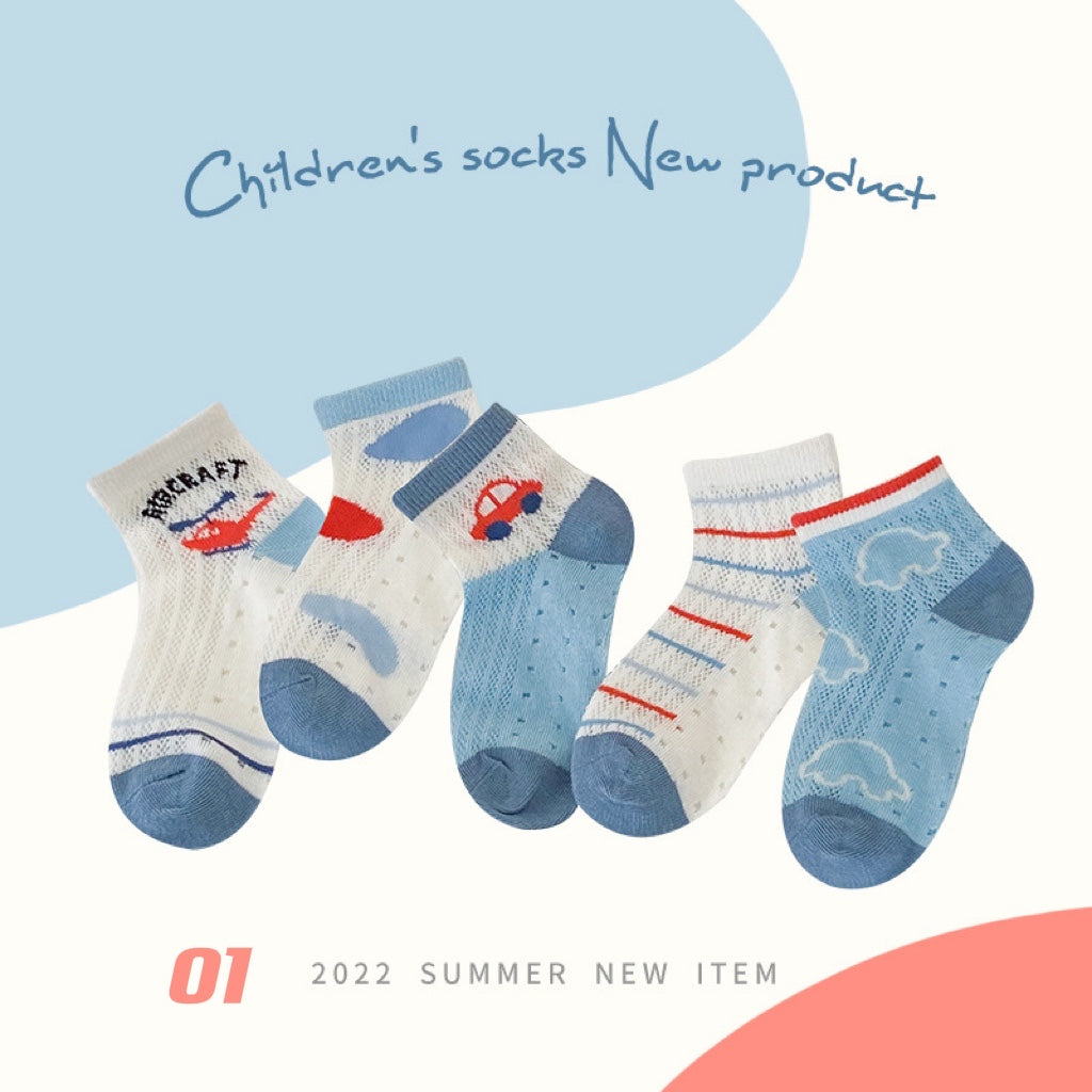 Ensemble de 5 paires de chaussettes d'été colorées (1-8 ans)