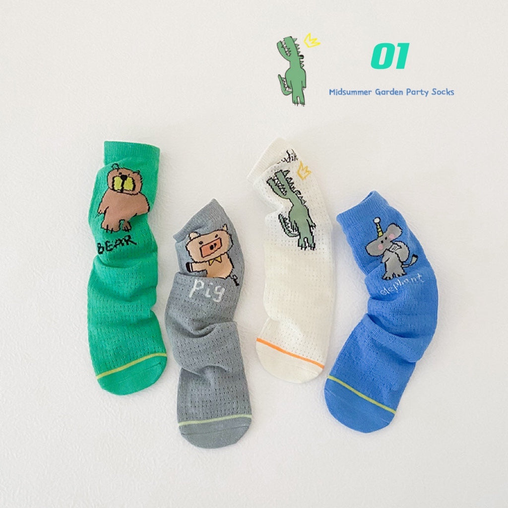 4-Pair Carton Animal Sock Set (3-8y)