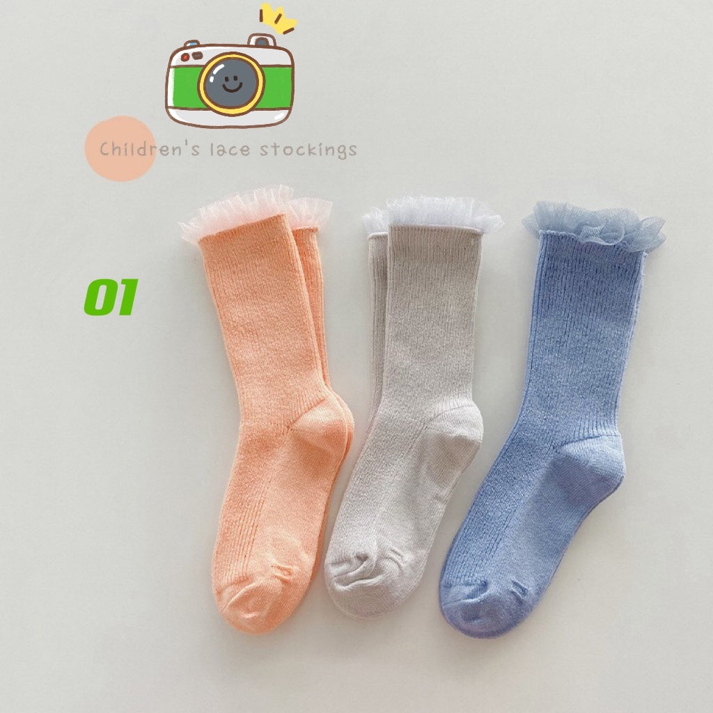 3 paires de chaussettes princesse en dentelle (1-8 ans)