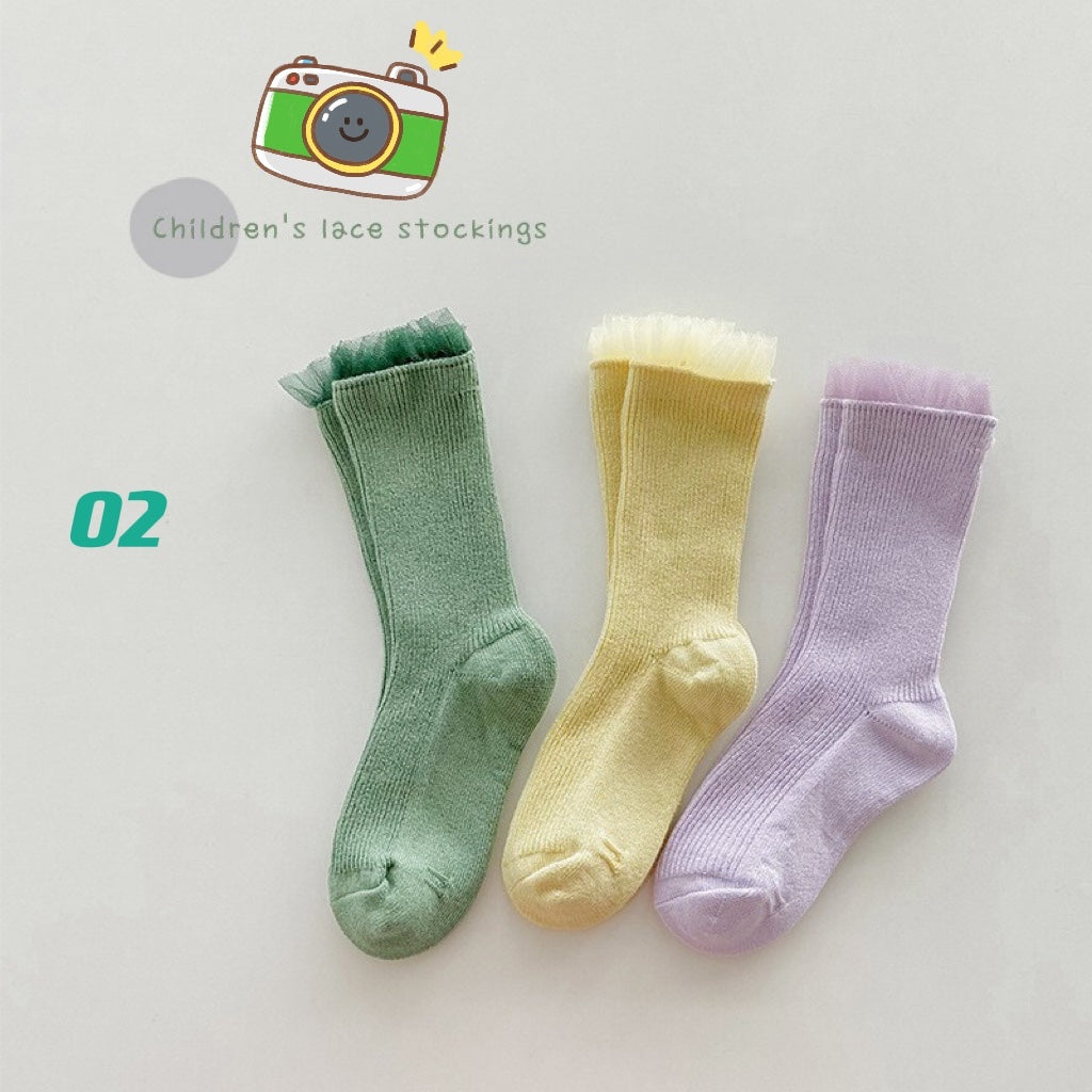 3 paires de chaussettes princesse en dentelle (1-8 ans)